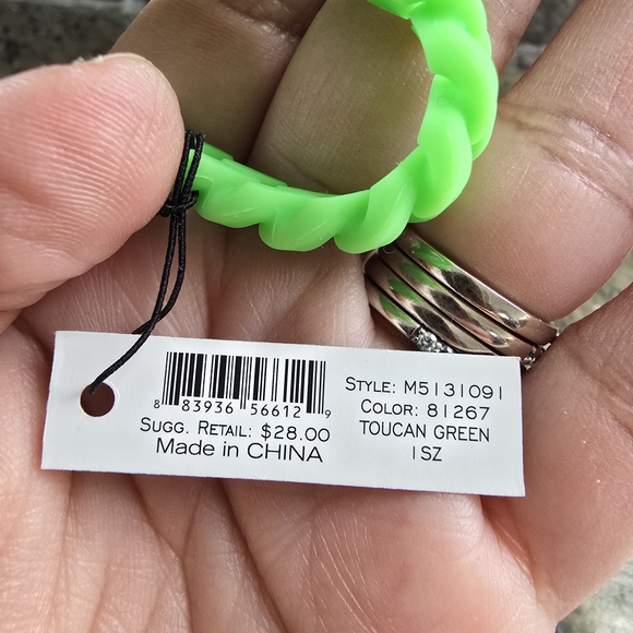 NWT Marc by Marc Jacobs Toucan Green Standard Supply Braided Silicone Bracelet - Picture 2 of 5